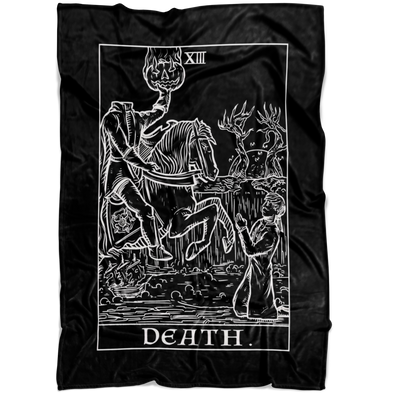Death Tarot Card Blanket - Ghoulish Edition - (Black & White)