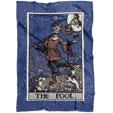 The Fool Tarot Card Blanket - Ghoulish Edition (Color / Vertical)