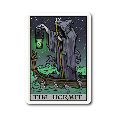 teelaunch Stickers Sticker The Hermit Tarot Card - Ghoulish Edition Sticker