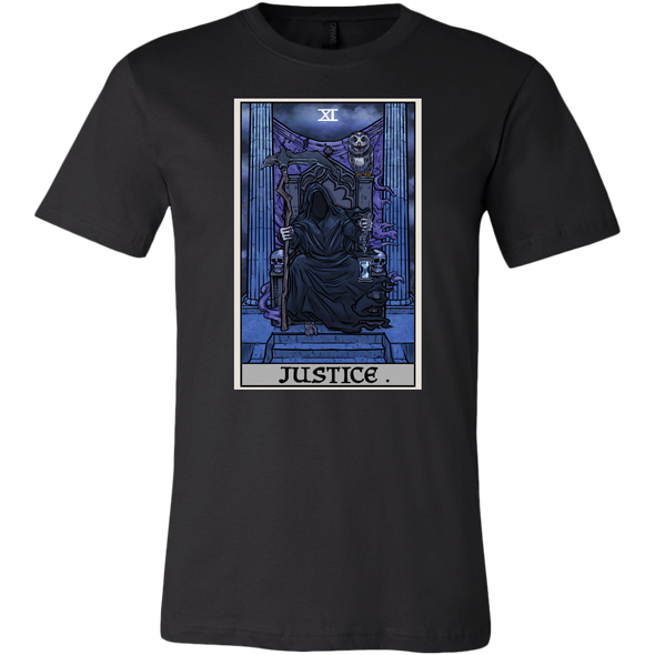 teelaunch T-shirt Canvas Mens Shirt / Black / S Justice Tarot Card - Ghoulish Edition Unisex T-Shirt