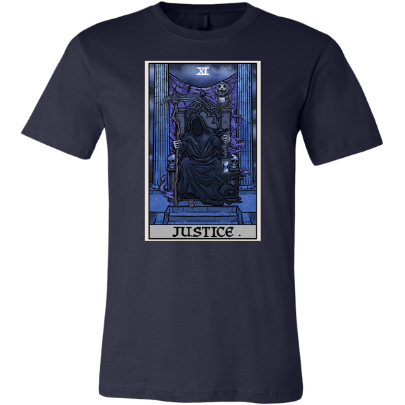 teelaunch T-shirt Canvas Mens Shirt / Navy / S Justice Tarot Card - Ghoulish Edition Unisex T-Shirt