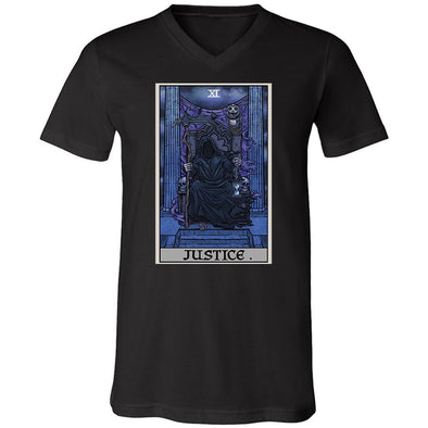 teelaunch T-shirt Canvas Mens V-Neck / Black / S Justice Tarot Card - Ghoulish Edition Unisex V-Neck