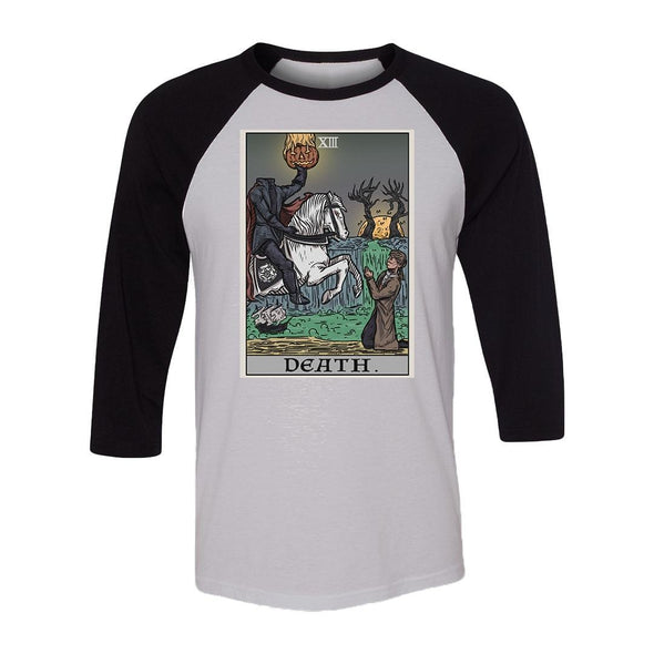 teelaunch T-shirt Canvas Unisex 3/4 Raglan / White/Black / S Death Tarot Card Unisex Raglan