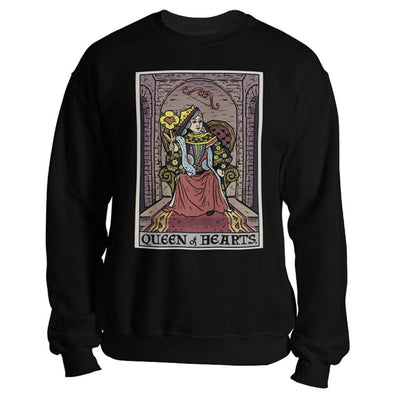 teelaunch T-shirt Crewneck Sweatshirt / Black / S Queen of Hearts Tarot Card Unisex Sweatshirt