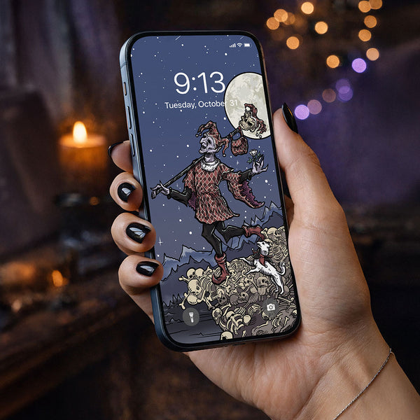 The Fool Terror Tarot Card Phone Wallpaper — Original Edition