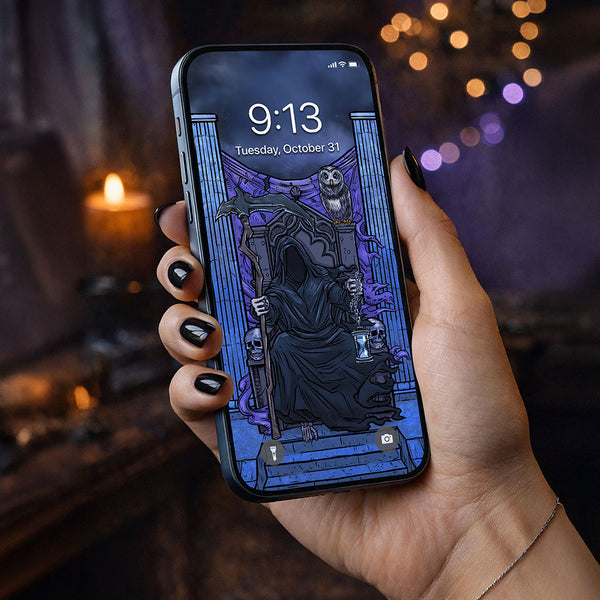 Justice Terror Tarot Card Phone Wallpaper — Original Edition