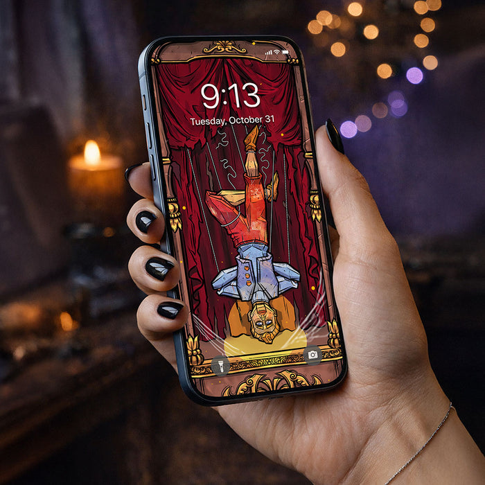 The Hanged Man Terror Tarot Card Phone Wallpaper
