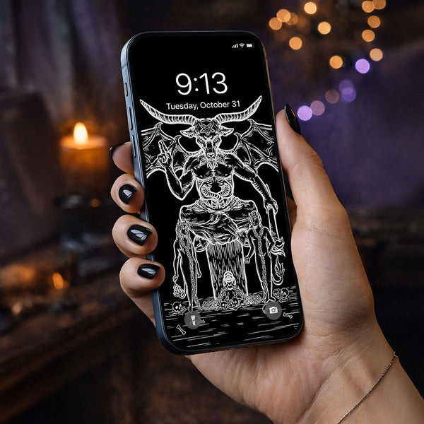 The Devil Terror Tarot Card Phone Wallpaper — Shadow Edition