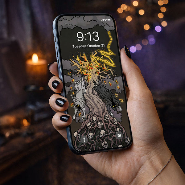 The Tower Terror Tarot Card Phone Wallpaper — Original Edition