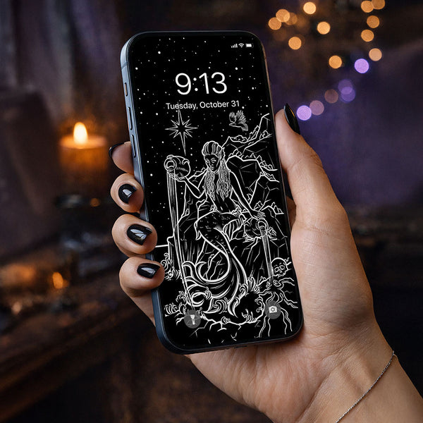 The Star Terror Tarot Card Phone Wallpaper — Shadow Edition