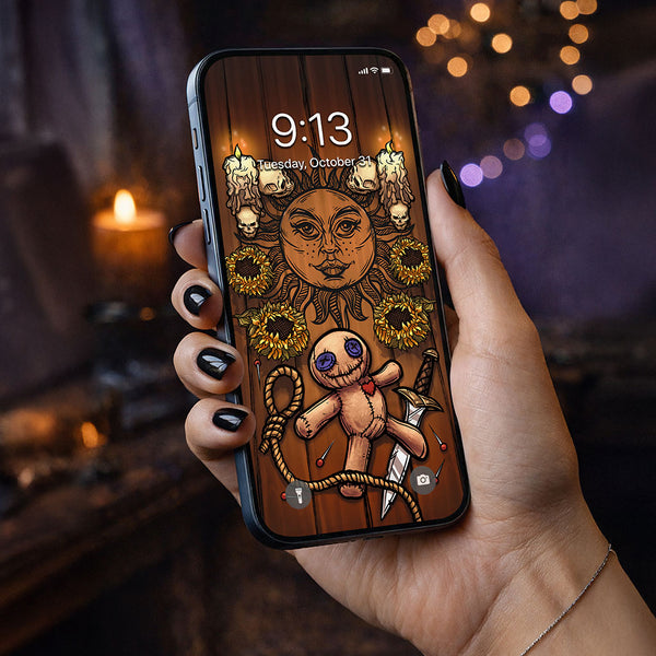 The Sun Terror Tarot Card Phone Wallpaper — Original Edition