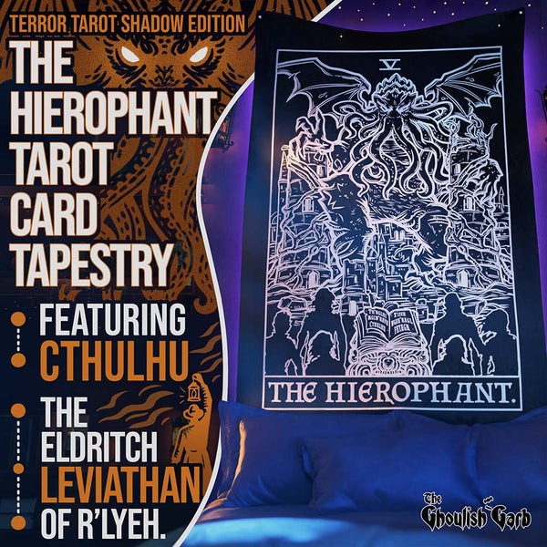 The Hierophant Terror Tarot Card Tapestry — Shadow Edition