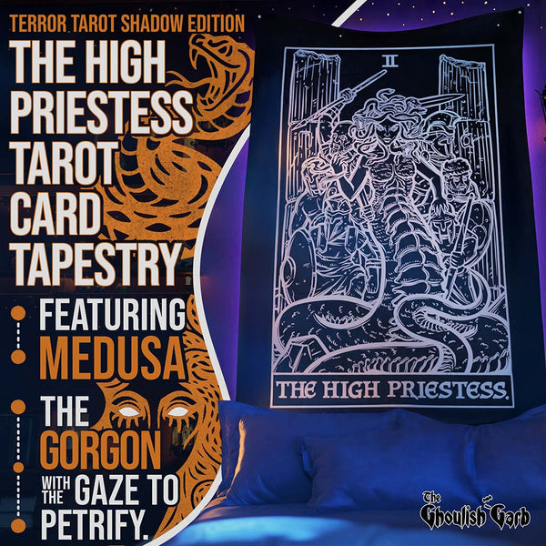 The High Priestess Terror Tarot Card Tapestry — Shadow Edition