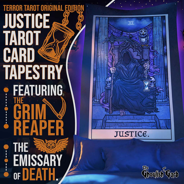 Justice Terror Tarot Card Tapestry
