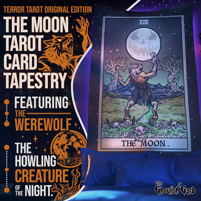 The Moon Terror Tarot Card Tapestry