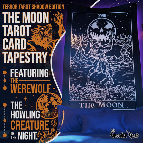 The Moon Terror Tarot Card Tapestry — Shadow Edition