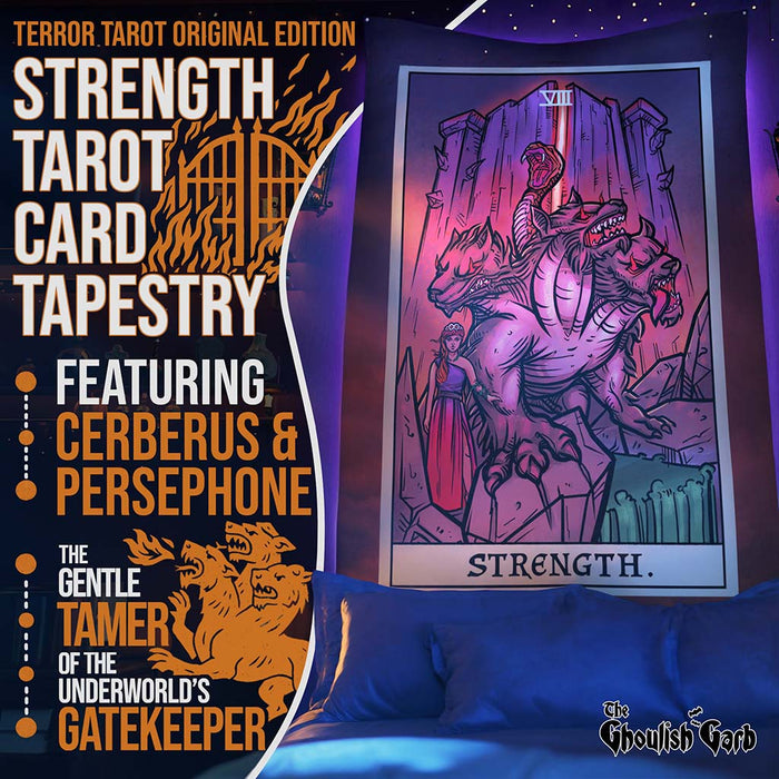 Strength Terror Tarot Card Tapestry