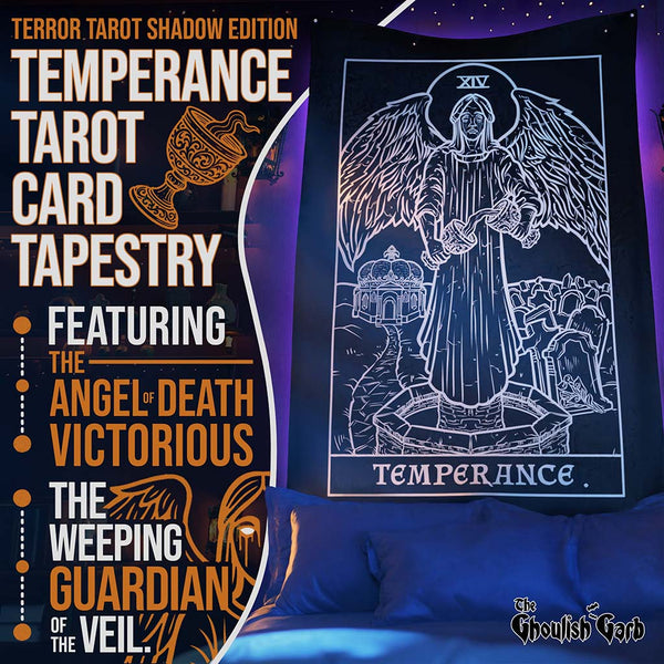 Temperance Terror Tarot Card Tapestry — Shadow Edition