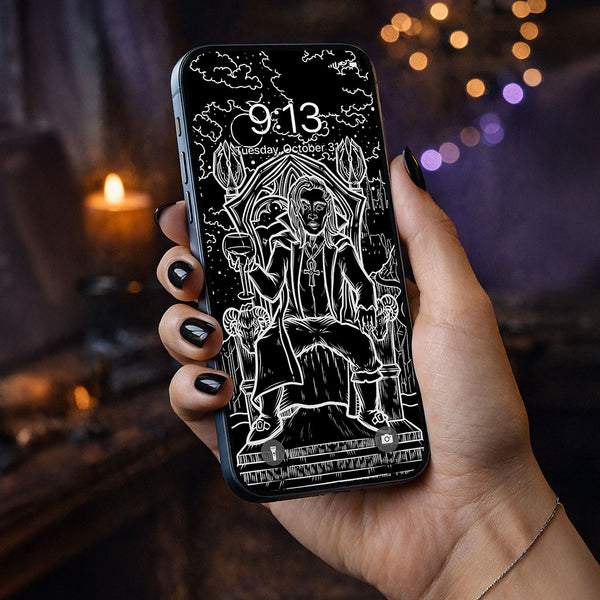 The Emperor Terror Tarot Card Phone Wallpaper — Shadow Edition