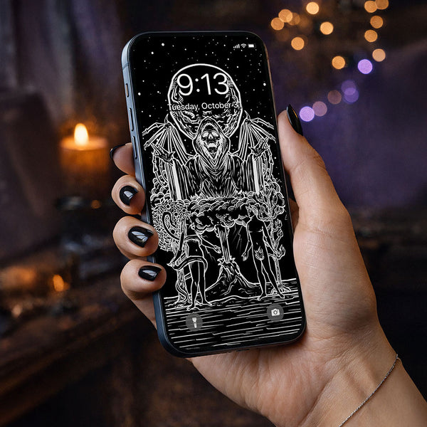 The Lovers Terror Tarot Card Phone Wallpaper — Shadow Edition