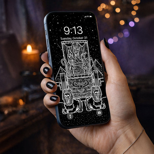 The Chariot Terror Tarot Card Phone Wallpaper — Shadow Edition