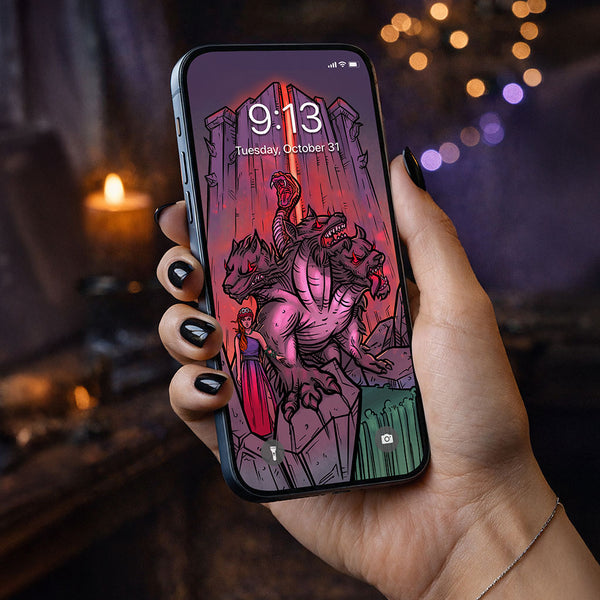 Strength Terror Tarot Card Phone Wallpaper — Original Edition