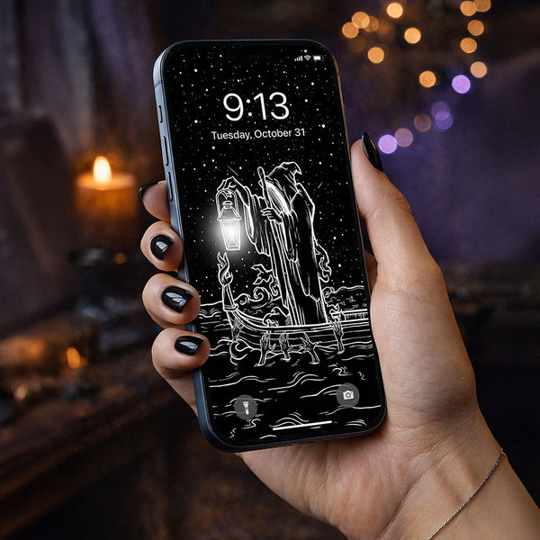 The Hermit Terror Tarot Card Phone Wallpaper — Shadow Edition