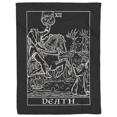 Death Tarot Card Blanket Black & White