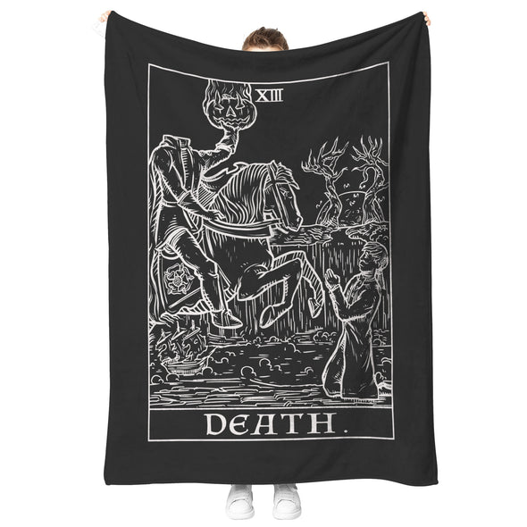 Death Tarot Card Blanket Black & White