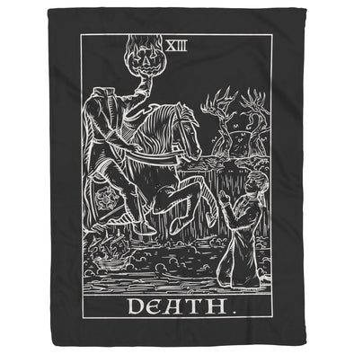 Death Terror Tarot Card Blanket (Black and White)