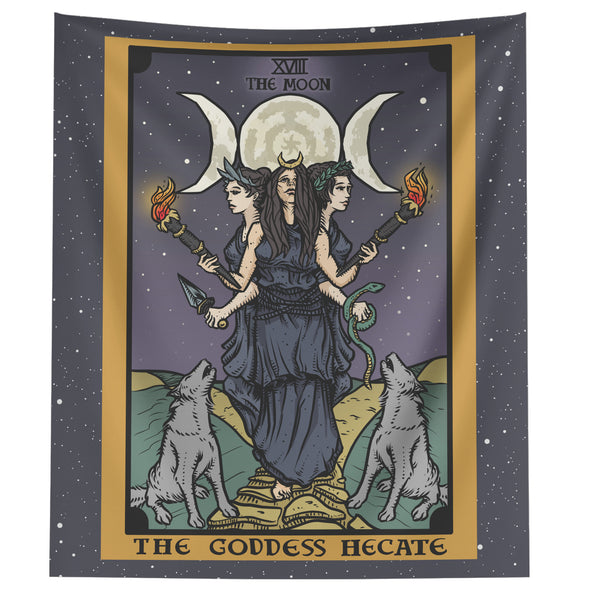 The Goddess Hecate In The Moon Tarot Card Tapestry