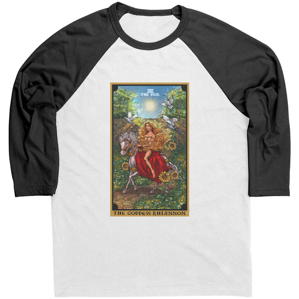 The Goddess Rhiannon The Sun Tarot Card Raglan Baseball Tee Shirt Celtic Shirt Pagan Tshirt Witch Tee Shirt Wicca Tshirts Wiccan T-Shirt