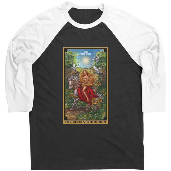 The Goddess Rhiannon The Sun Tarot Card Raglan Baseball Tee