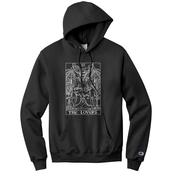 The Lovers Terror Tarot Shadow Edition Hoodie Black and White