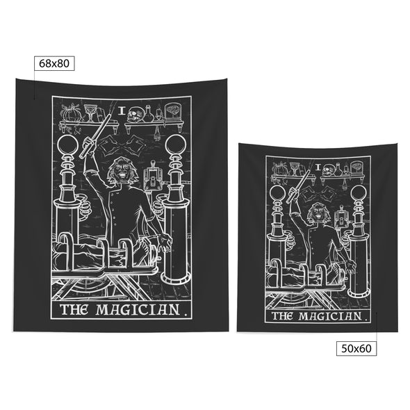 The Magician Terror Tarot Card Shadow Edition Tapestry (Black & White)