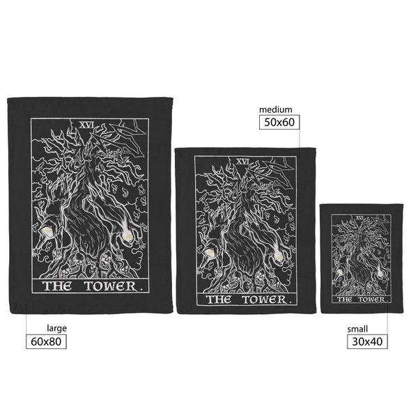 The Tower Terror Tarot Card Blanket (Black & White) - Ghoulish Edition