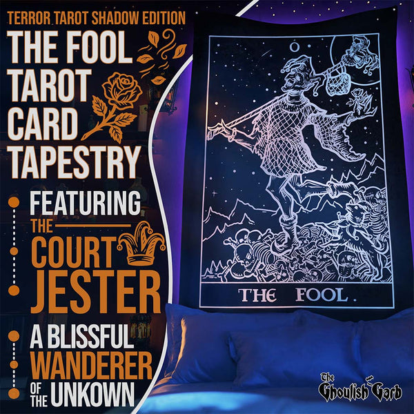 The Fool Terror Tarot Card Tapestry — Shadow Edition
