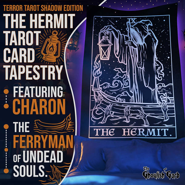 The Hermit Terror Tarot Card Tapestry — Shadow Edition