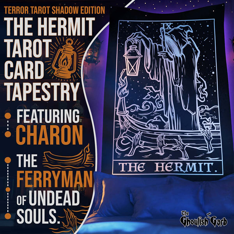 The Hermit Terror Tarot Card Tapestry — Shadow Edition
