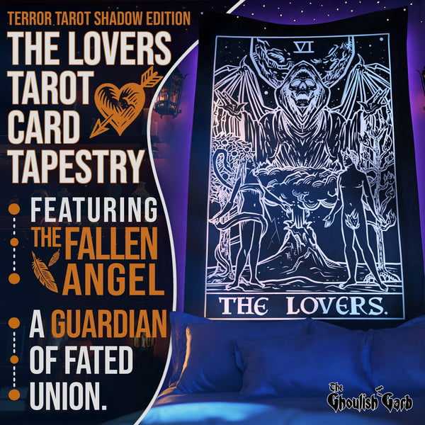 The Lovers Terror Tarot Card Tapestry — Shadow Edition