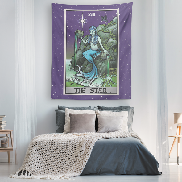 (Color / Vertical) The Star Tarot Card Tapestry
