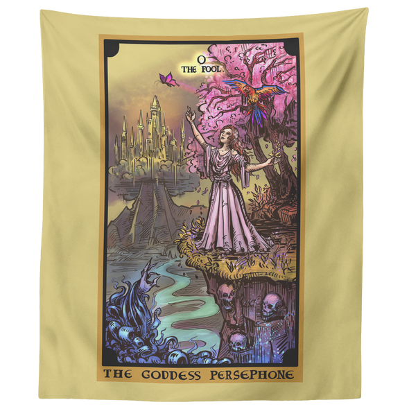 The Goddess Persephone In The Fool Tarot Card Tapestry
