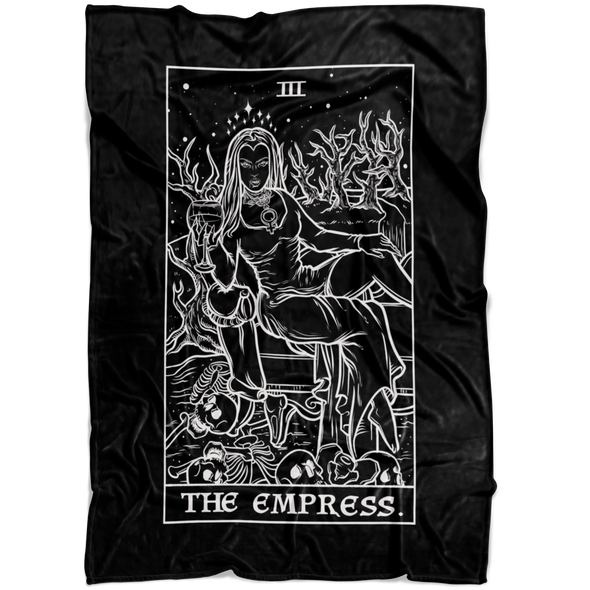 The Empress Tarot Card Blanket - Ghoulish Edition (Black & White)