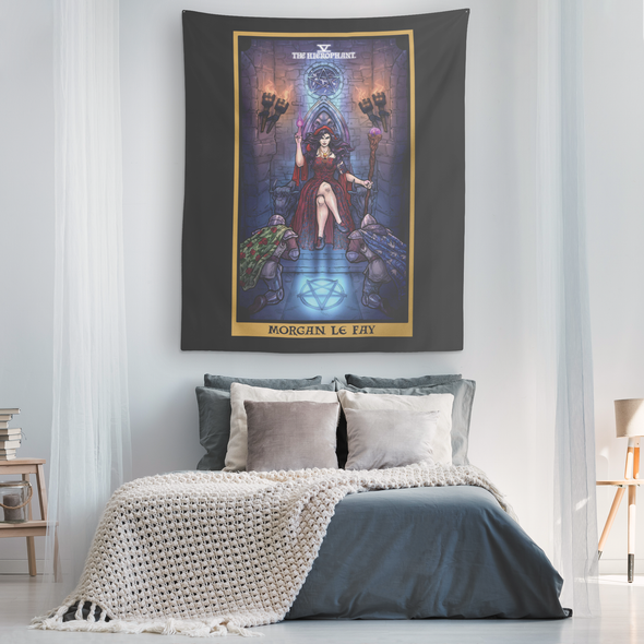 Morgan Le Fay The Hierophant Tarot Card Tapestry (Color/Vertical)