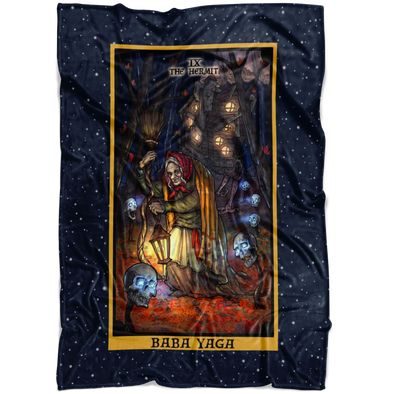 Baba Yaga In The Hermit Tarot Card Blanket (Color / Vertical)