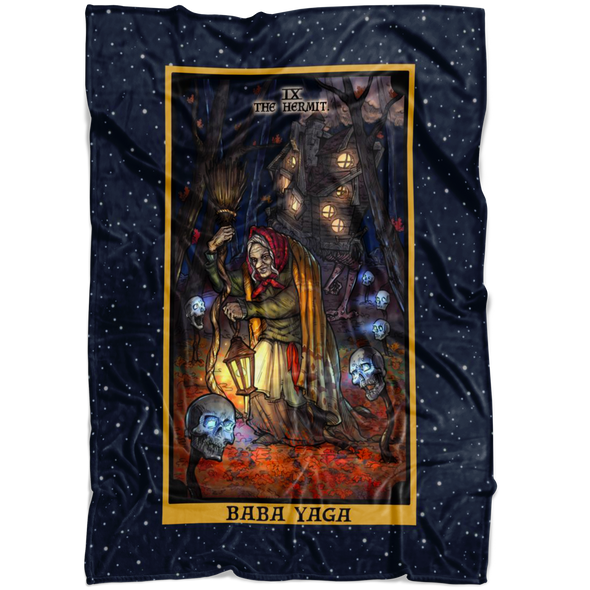 Baba Yaga In The Hermit Tarot Card Blanket (Color / Vertical)