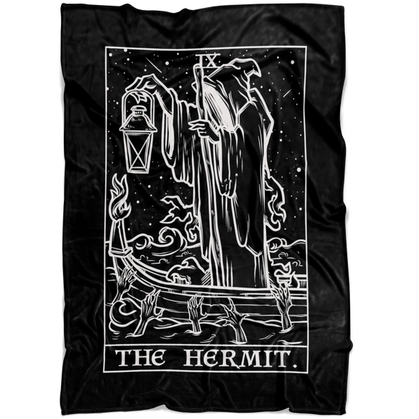 The Hermit Tarot Card Blanket - Ghoulish Edition (Black & White)