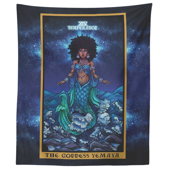 The Goddess Yemaya In Temperance Tarot Card Tapestry
