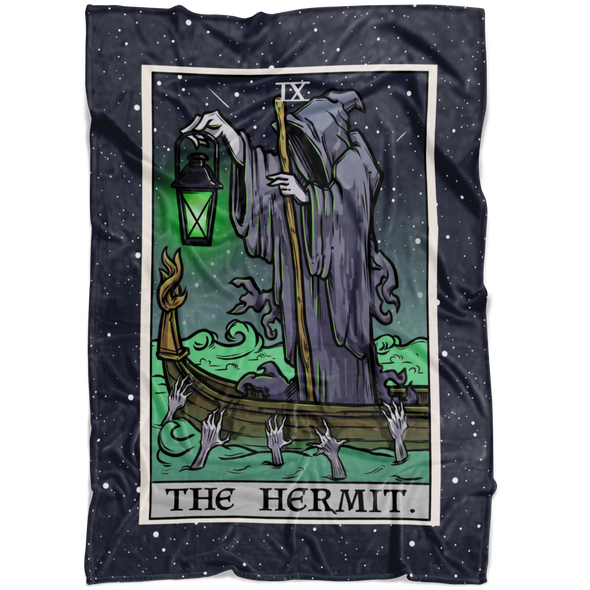 The Hermit Tarot Card Blanket - Ghoulish Edition (Color / Vertical)