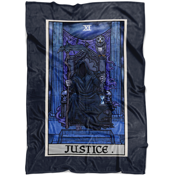 Justice Tarot Card Blanket - Ghoulish Edition (Color / Vertical)